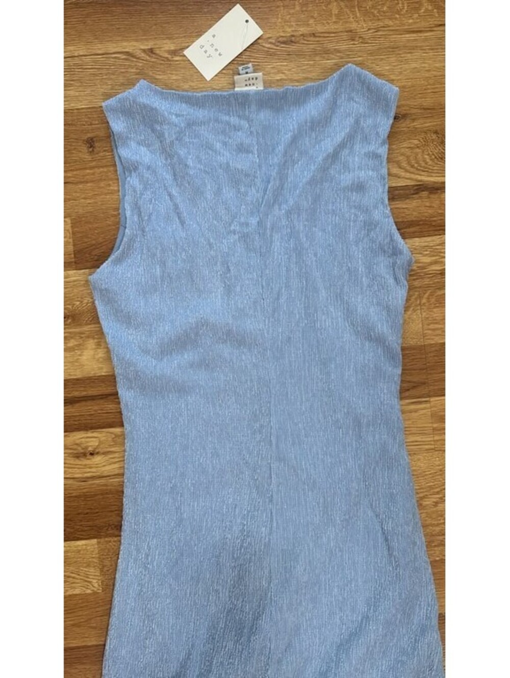 A New Day Ruched Sleeveless Dress – Light Blue Midi Size M - Picture 2 of 3